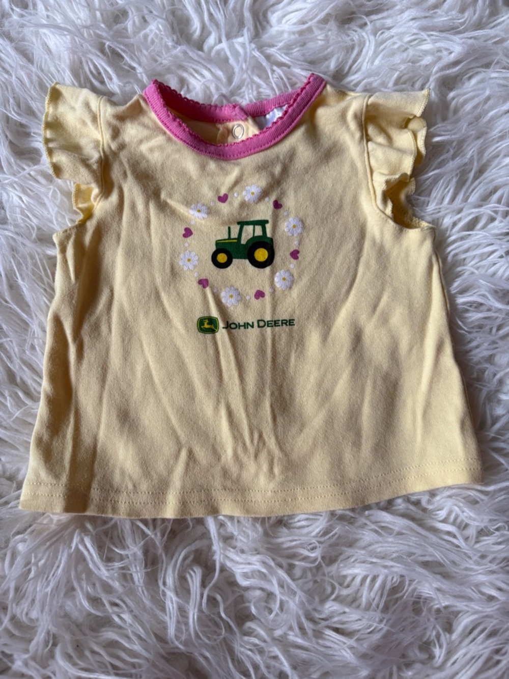 John Deere Baby Girl Tractor Shirt Ruffle Sleeve 3–6M Green Farm Baby
